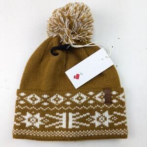 Obermeyer Nordic Pom Beanie Cortado (Caramel/White Fair Isle) - One Size Adult